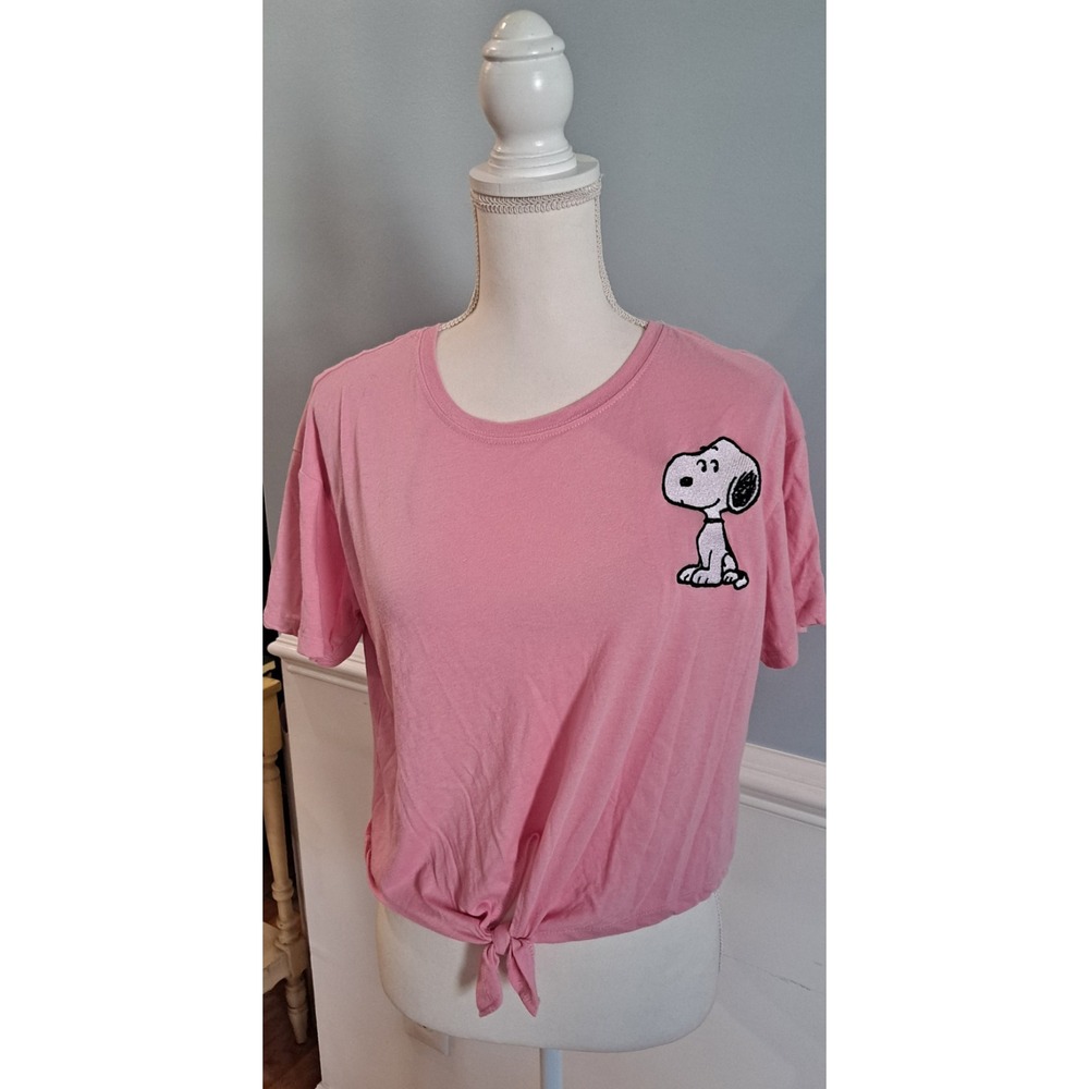 Peanut's And Gang Short Sleeve Pink Crop Top Size XL Juniors